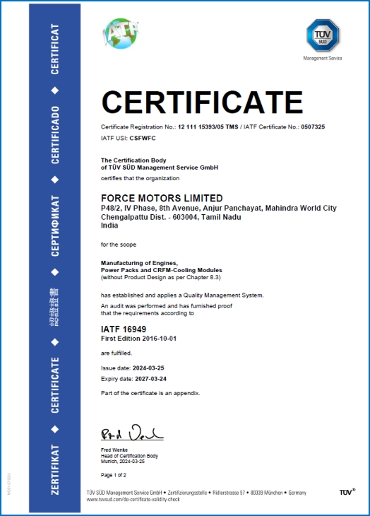 Chennai IATF Certificate